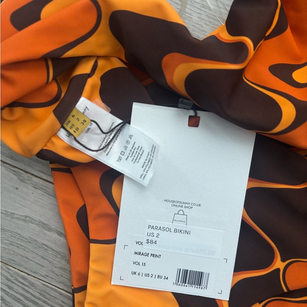 House of Sunny Orange and Brown Geometric Bikini - Picture 4 of 4